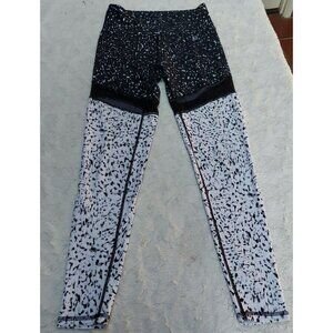PL Womens Yoga Slim Leggings Pants Small Mesh Detail Black White USA Mid-Rise